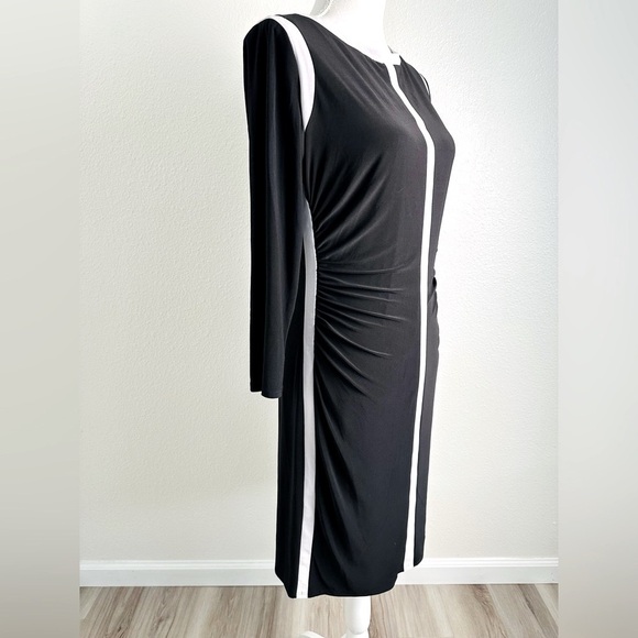 Ralph Lauren Long Sleeve Black and White Sheath Dress Size 10 - Picture 2 of 9